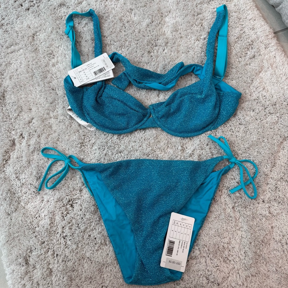 NWT Calzedonia Blue Glitter Bikini Set